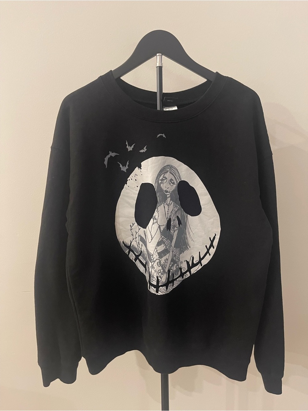Disney Nightmare Before Black Crewneck Sweatshirt with Jack and Sally